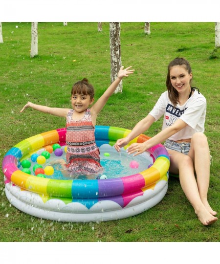 Inflatable Kiddie Pool Rainbow Unicorn Baby Swimming Pool 3 Ring Summer Fun Swimming Pool for Kids Water Pool for Summer Fun ...