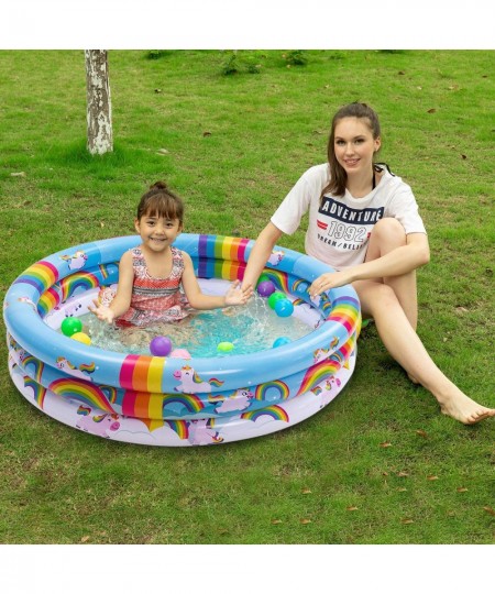 Inflatable Kiddie Pool Rainbow Unicorn Baby Swimming Pool 3 Ring Summer Fun Swimming Pool for Kids Water Pool for Summer Fun ...