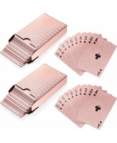 2 Decks Rose Gold Playing Cards Waterproof Plastic Poker Cards Novelty Poker Cards Tools Game Tricks Tool Playing Card for Ga...