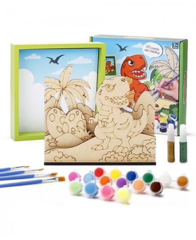 3D Scene Wooden Arts and Crafts for Kids Painting Toy to Paint Your Own Dinosaur Picture Frame Craft Kits Ideal Gifts for Boy...