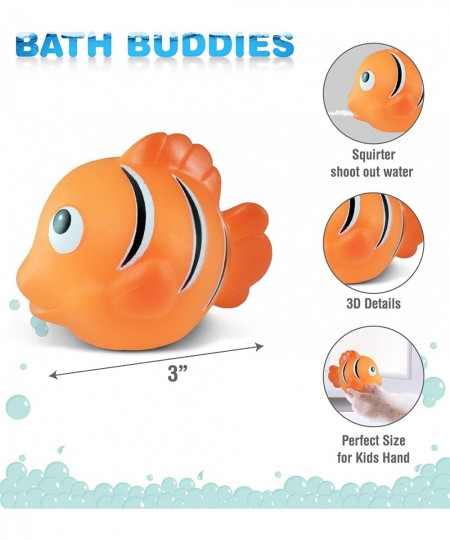 DolliBu Clown Fish Bath Buddy Squirter - Floating Orange Fish Rubber Bath Toy Fun Water Squirting Bathtime Play for Toddlers ...