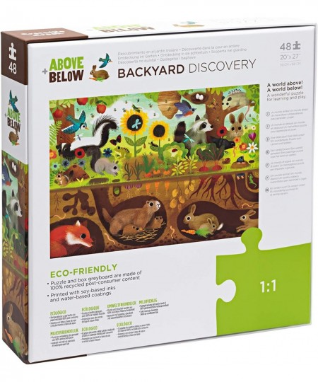 Above + Below Backyard Discovery - 48-Piece Jigsaw Floor Puzzle - for Kids Ages 4 Years and up - Heavy-Duty Box for Storage -...