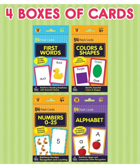 Carson Dellosa 4-Pack Flash Cards for Toddlers 2-4 Years 216 Toddler Flash Cards Alphabet Flash Cards Numbers Colors Shapes S...