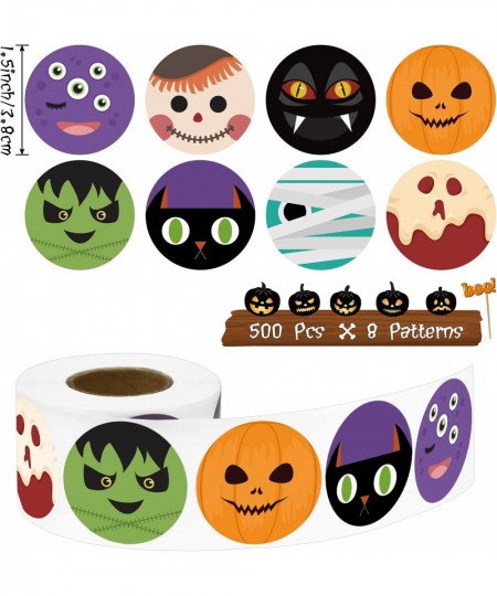 Halloween Stickers Roll Great for Halloween Party Favors 500Pcs 1.5Inch Round Label Self-Adhesive Stickers for Halloween Part...