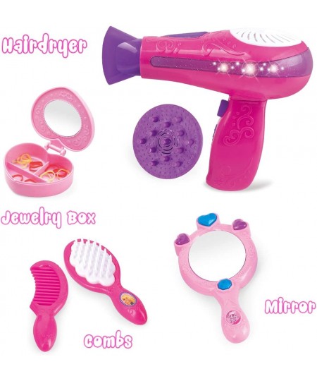 Little Girls Beauty Hair Salon Toy Kit with Toy Hairdryer Mirror & Other Accessories Fashion Pretend Makeup Set for Kids $30....