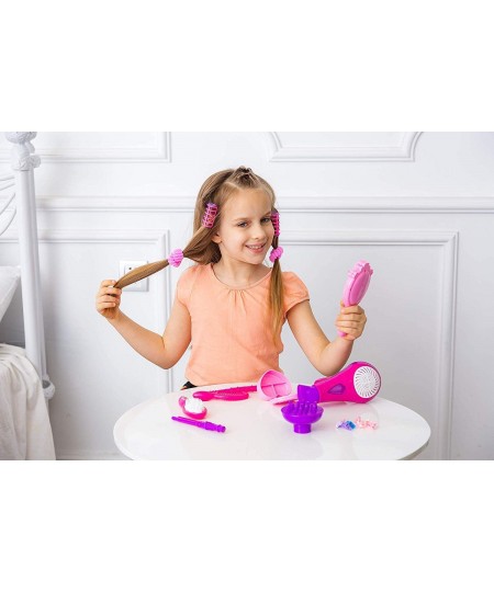 Little Girls Beauty Hair Salon Toy Kit with Toy Hairdryer Mirror & Other Accessories Fashion Pretend Makeup Set for Kids $30....