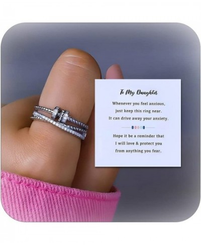 To My Daughter Fidget Rings Anxiety Rings for Women Adjustable Cubic Zircon Spinner Rings for Girls Gifts(Silver) $17.13 - Ki...