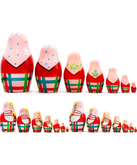 Russian Nesting Dolls Set of 7 pcs - Matryoshka Doll in Belarussian Traditional Dress with Ornament - Russian Dolls with Corn...