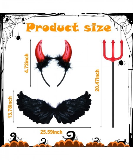 3 Pieces Halloween Devil Costume Set with Black Angel Wings Devil Pitchfork and Devil Horn Headband for Kids Party Children's...