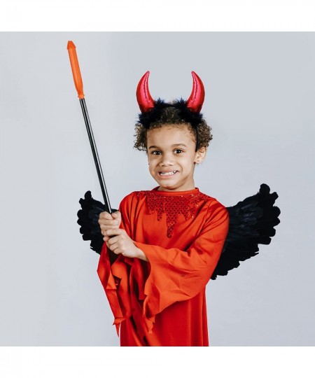 3 Pieces Halloween Devil Costume Set with Black Angel Wings Devil Pitchfork and Devil Horn Headband for Kids Party Children's...