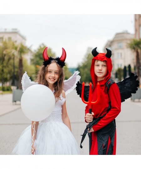 3 Pieces Halloween Devil Costume Set with Black Angel Wings Devil Pitchfork and Devil Horn Headband for Kids Party Children's...