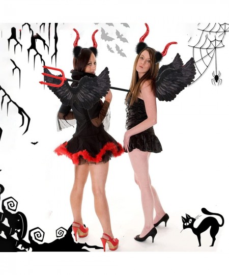 3 Pieces Halloween Devil Costume Set with Black Angel Wings Devil Pitchfork and Devil Horn Headband for Kids Party Children's...