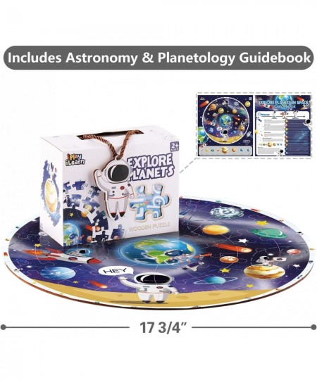 Kids Puzzle Ages 4-8 Wooden Solar System Floor Puzzles Ages 3-5 Large Round Space Planets Jigsaw Puzzle Toys Educational Lear...