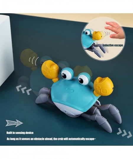 Crawling Crab Baby Toy with Music and Light Tummy Time Walking Crab with Sensor Obstacle Avoidance USB Rechargeable Fun Movin...