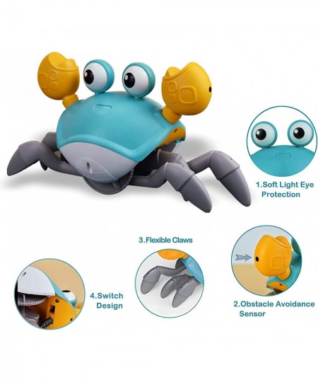 Crawling Crab Baby Toy with Music and Light Tummy Time Walking Crab with Sensor Obstacle Avoidance USB Rechargeable Fun Movin...