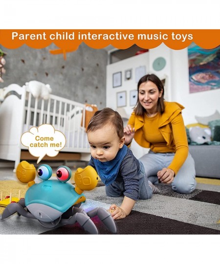 Crawling Crab Baby Toy with Music and Light Tummy Time Walking Crab with Sensor Obstacle Avoidance USB Rechargeable Fun Movin...