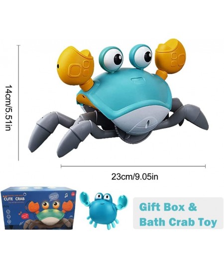 Crawling Crab Baby Toy with Music and Light Tummy Time Walking Crab with Sensor Obstacle Avoidance USB Rechargeable Fun Movin...