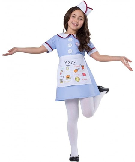 Diner Waitress Costume for Kids - 1950's Girl Costume Set - Blue Carhop Waitress Dress Up for Girls $57.76 - Kids' Costumes