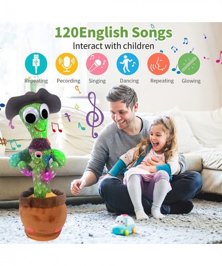 2022 New Talking Parent-Child Dancing Cactus Toys Electronic Shake Toys Repeat English Songs Plush Cactus Toys for Babies LED...