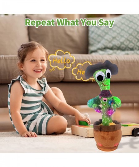 2022 New Talking Parent-Child Dancing Cactus Toys Electronic Shake Toys Repeat English Songs Plush Cactus Toys for Babies LED...