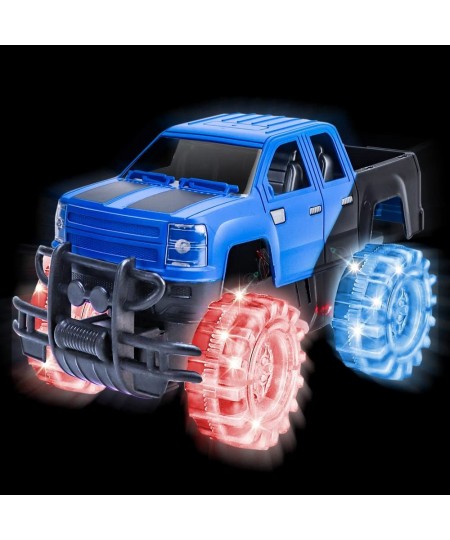 Light Up Blue & Black Monster Truck 1 Piece 8 Inch Toy Monster Truck with Flashing LED Tires & Batteries Push n Go Car Toys f...