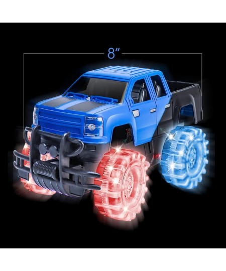 Light Up Blue & Black Monster Truck 1 Piece 8 Inch Toy Monster Truck with Flashing LED Tires & Batteries Push n Go Car Toys f...