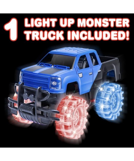 Light Up Blue & Black Monster Truck 1 Piece 8 Inch Toy Monster Truck with Flashing LED Tires & Batteries Push n Go Car Toys f...