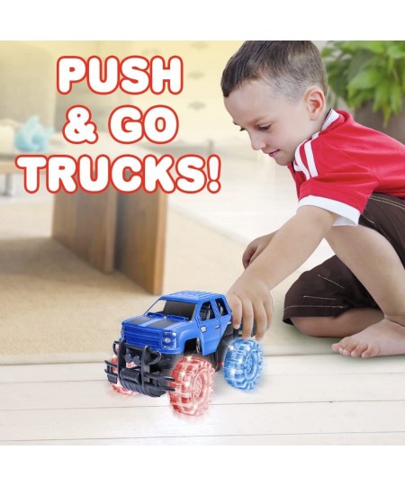 Light Up Blue & Black Monster Truck 1 Piece 8 Inch Toy Monster Truck with Flashing LED Tires & Batteries Push n Go Car Toys f...