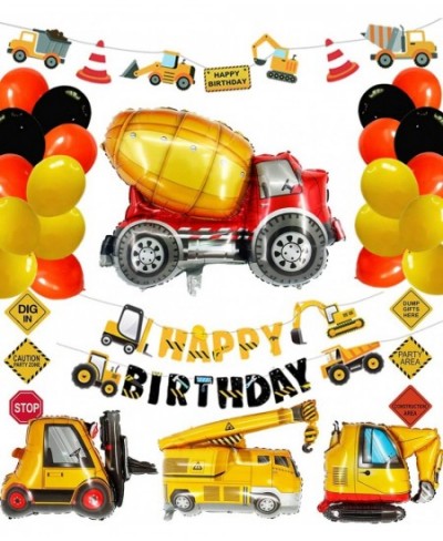 Construction Birthday Party Supplies Dump Truck Party Decorations Kits Set with 4 Foil Balloons Balloons Garland Happy Birthd...