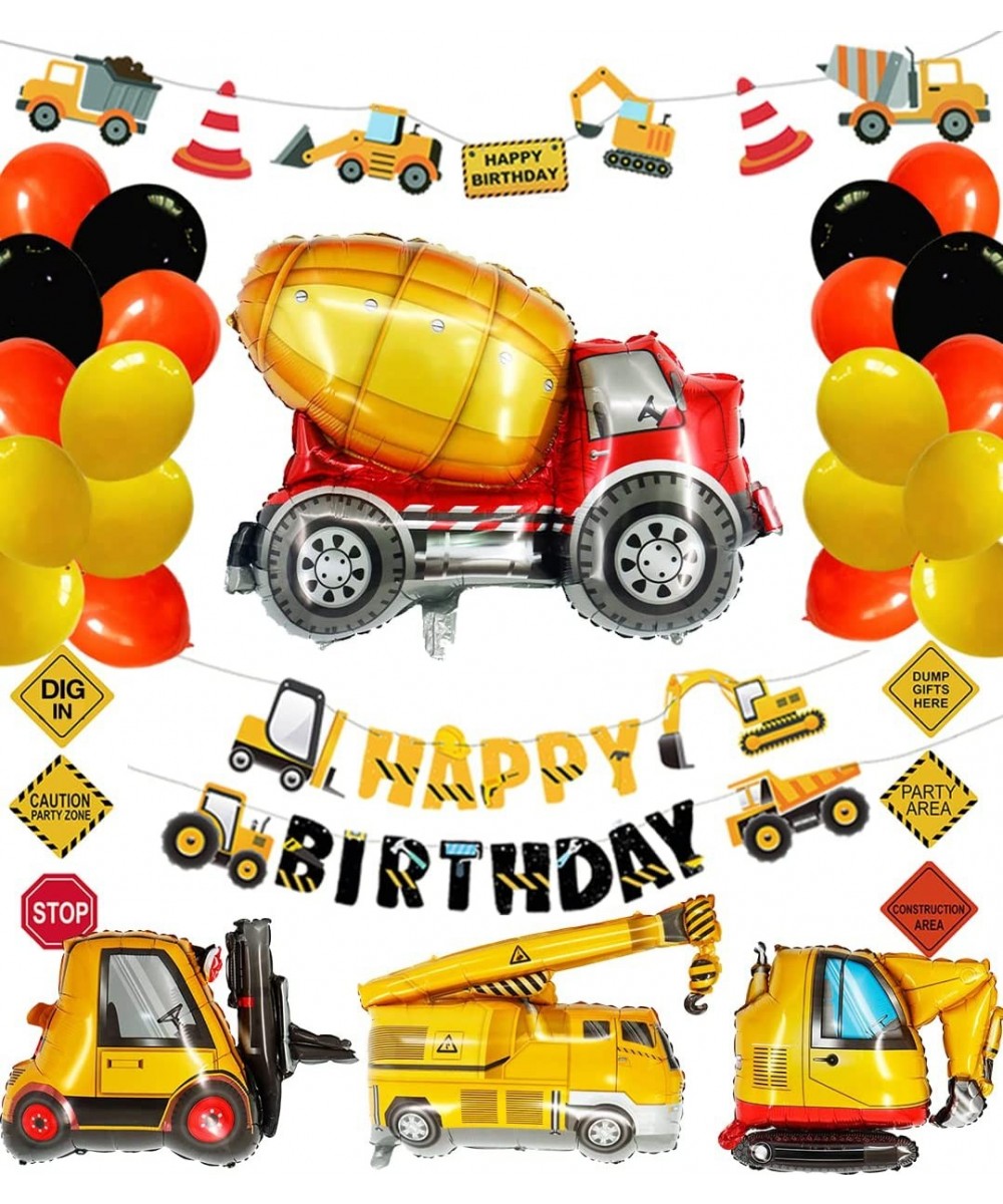 Construction Birthday Party Supplies Dump Truck Party Decorations Kits Set with 4 Foil Balloons Balloons Garland Happy Birthd...