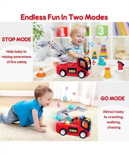 Baby Toys 12-18 Months Musical Fire Truck Toys for 1 Year Old Boys Girls Early Educational Learning Toy with Firefighting Too...