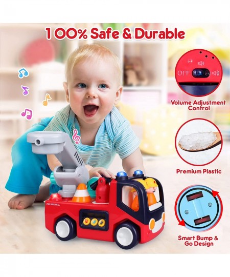 Baby Toys 12-18 Months Musical Fire Truck Toys for 1 Year Old Boys Girls Early Educational Learning Toy with Firefighting Too...