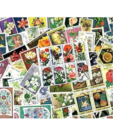 Flowers on Stamps Collection - 300 Different Stamps $22.43 - Collectibles Display & Storage