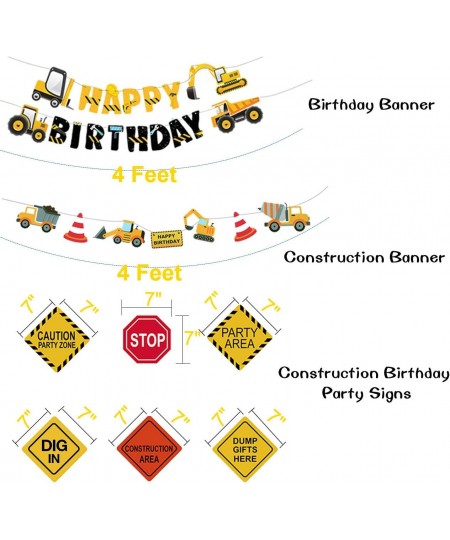 Construction Birthday Party Supplies Dump Truck Party Decorations Kits Set with 4 Foil Balloons Balloons Garland Happy Birthd...