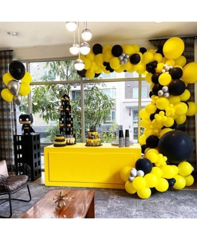 195 Pieces Yellow Balloons Balloon Garland Arch Kit Yellow Black and Metallic Silver Balloons for Baby Shower Honeybee theme ...