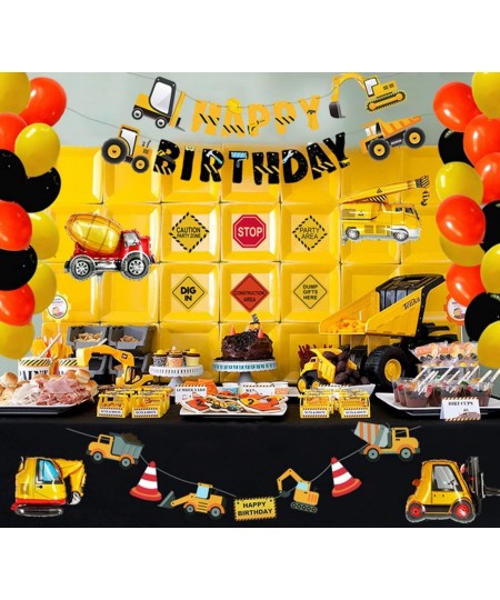 Construction Birthday Party Supplies Dump Truck Party Decorations Kits Set with 4 Foil Balloons Balloons Garland Happy Birthd...