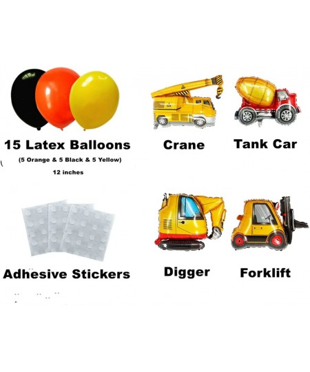 Construction Birthday Party Supplies Dump Truck Party Decorations Kits Set with 4 Foil Balloons Balloons Garland Happy Birthd...