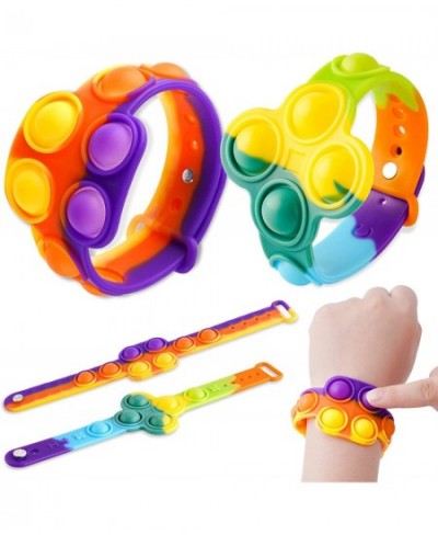 2PCS Silicone Push Pop Bubble Bracelet Fidget Toys Two Sizes Wristband Squeeze Hand Finger Sensory Toys for Kids 3+ & 12+ Str...