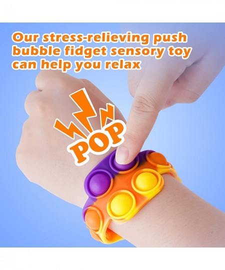 2PCS Silicone Push Pop Bubble Bracelet Fidget Toys Two Sizes Wristband Squeeze Hand Finger Sensory Toys for Kids 3+ & 12+ Str...