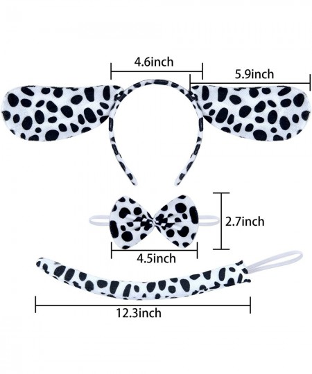 14 Pieces Dalmatian Costume Set Spotted Dog Ear Headband Bow Tie Tail Tutu Skirt and Adhesive Felt Stickers Accessories for H...