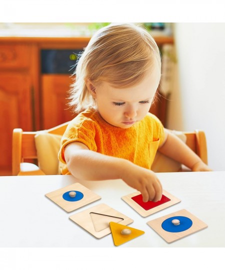 Montessori Wooden Geometric Shape Puzzle Multiple Shape Puzzle Preschool Learning Shape & Color Sorter Material Sensorial Toy...