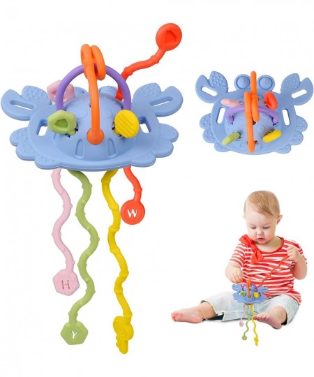 Baby Sensory Toys Montessori Food Grade Silicone Pull String Activity Toy and Push Toy Montessori Toys Can be Used as a Relie...