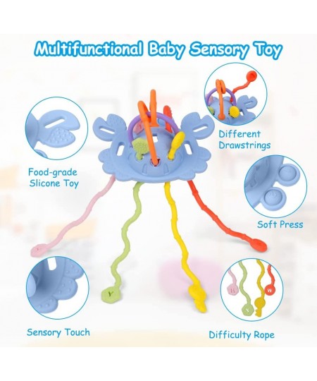 Baby Sensory Toys Montessori Food Grade Silicone Pull String Activity Toy and Push Toy Montessori Toys Can be Used as a Relie...