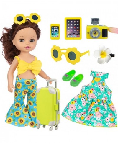 14.5 Inch Baby Doll and Doll Travel Accessories Suitcase Set - Include 1 Pcs 14.5 Inch Girl Doll 1 Luggage 1 Clothes 1 Dress ...