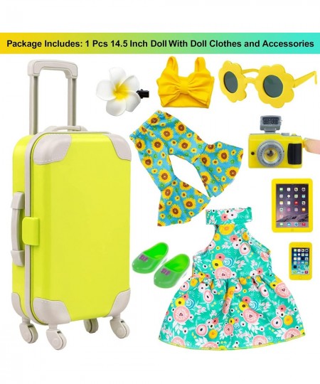 14.5 Inch Baby Doll and Doll Travel Accessories Suitcase Set - Include 1 Pcs 14.5 Inch Girl Doll 1 Luggage 1 Clothes 1 Dress ...