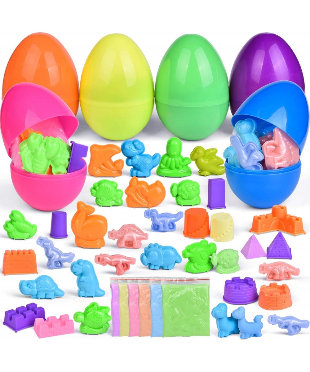 36 PCS Sand Mold Kit Prefilled Easter Eggs (6 Pack Jumbo Easter Eggs) 6 Sand Colors Play Sand for Kids Sand Molding Tool Kit ...