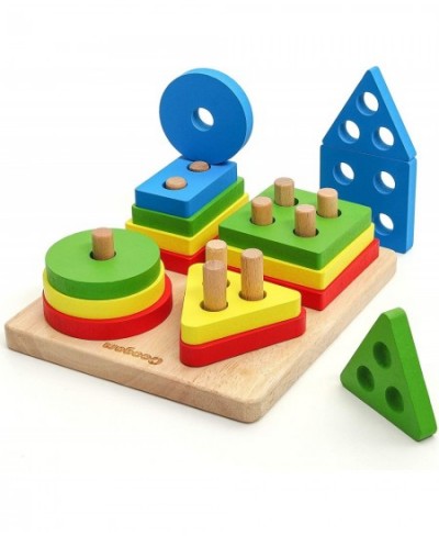 Wooden Sorting Stacking Montessori Toys Shape Color Recognition Blocks Matching Puzzle Fine Motor Skill Educational Preschool...