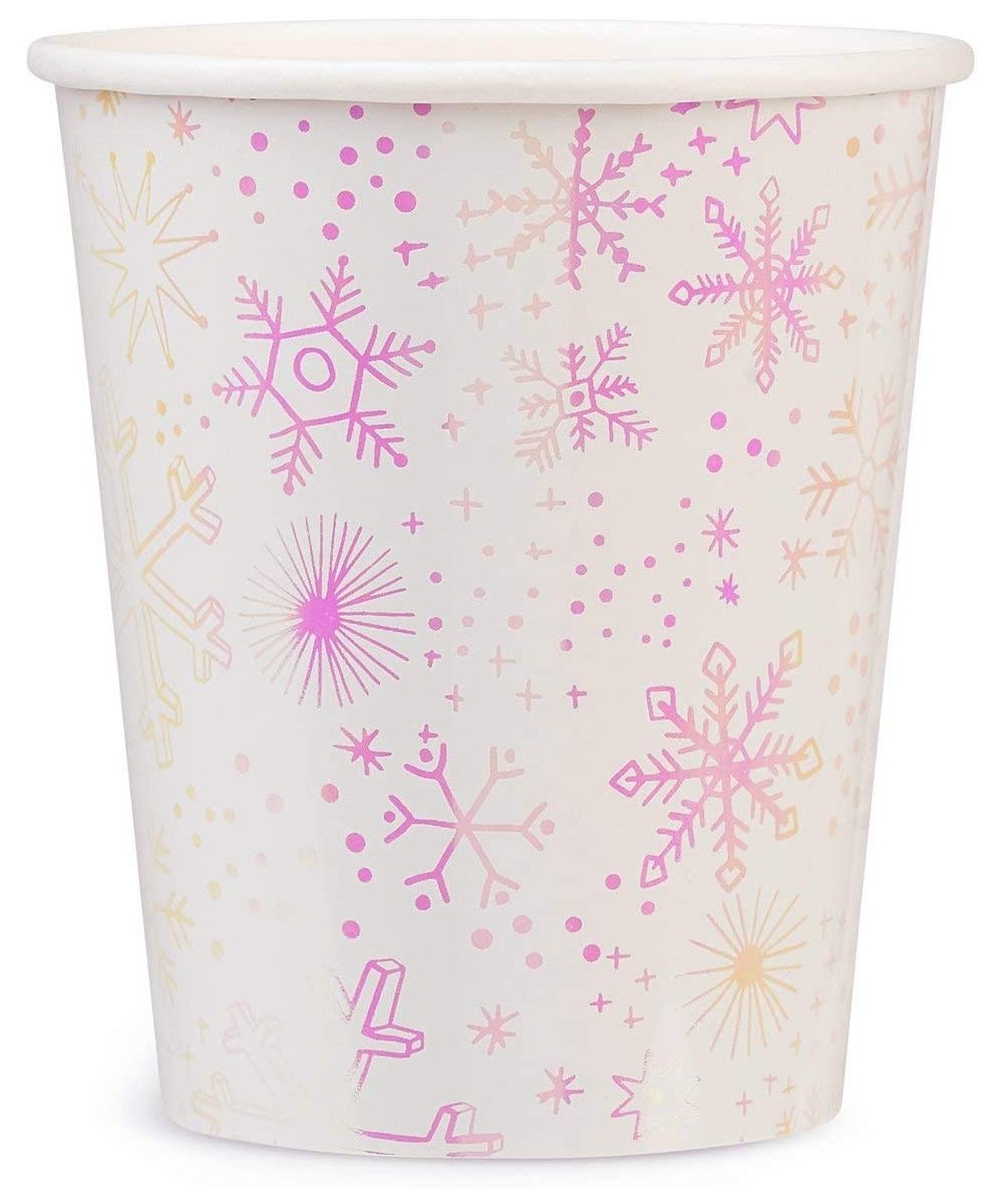 Frosted Iridescent Snowflake Paper Party Cups Pack of 8 $16.44 - Kids' Party Tableware