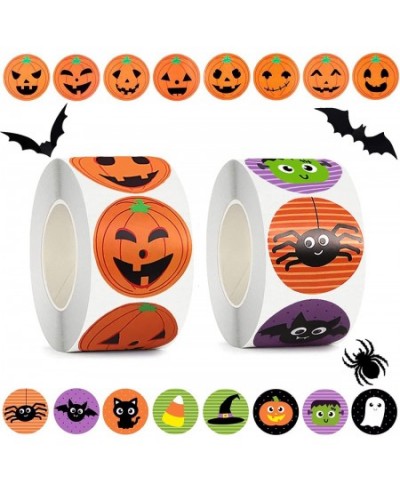 Halloween Stickers for Kids 1000 Pcs Halloween Pumpkin Bat Spider Stickers Roll 16 Vibrant Colors and Designs Round Seal Labe...