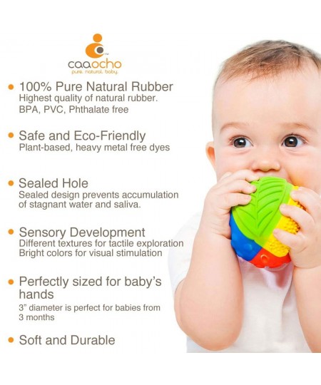 Pure Natural Rubber Sensory Ball (3") RAINBOW - SEALED HOLE All Natural Sensory Toy Promotes Sensory Development Bright Color...